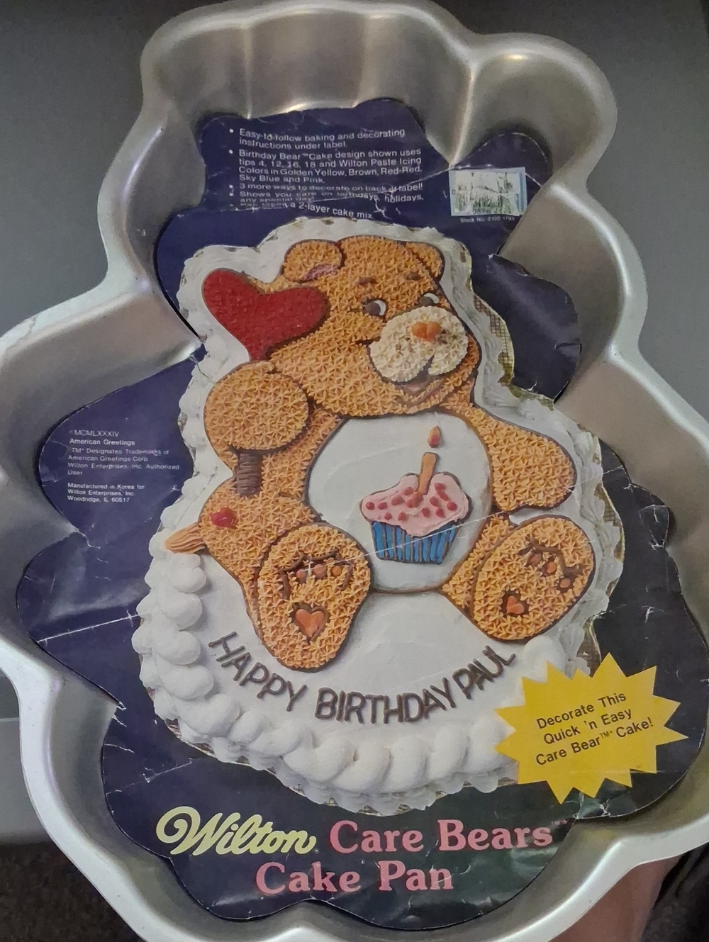 1983 Wilton Care Bears Cake Pan With Insert